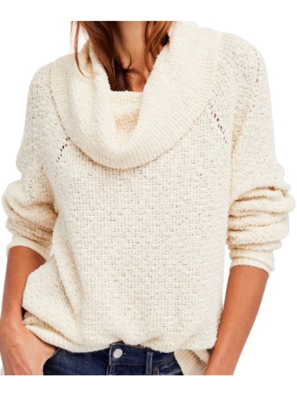 Women's Free People Cowl Neck Sweater Beige Size XS